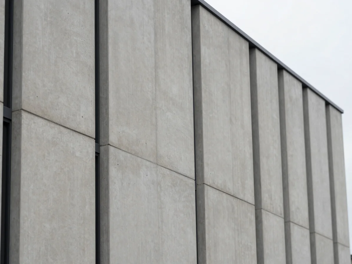 Wide panoramic architectural photography of a modern building fac